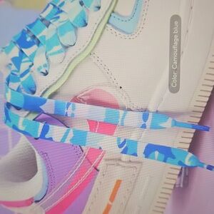 Fashion Sneaker Designer Shoelaces** Blue Camouflage **Unisex Wear**